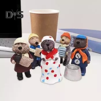 4/5 шт. Фигурка маленькой мышки, мультяшная статуэтка выдры, скульптура животного из смолы, украшение для домашнего офиса, книжной полки, рабочего стола 4pcs