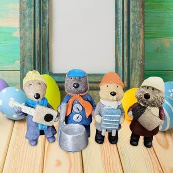 4/5 шт. Фигурка маленькой мышки, мультяшная статуэтка выдры, скульптура животного из смолы, украшение для домашнего офиса, книжной полки, рабочего стола 4pcs