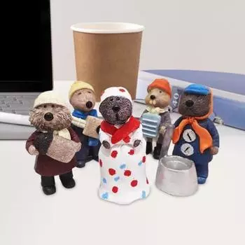 4/5 шт. Фигурка маленькой мышки, мультяшная статуэтка выдры, скульптура животного из смолы, украшение для домашнего офиса, книжной полки, рабочего стола 4pcs