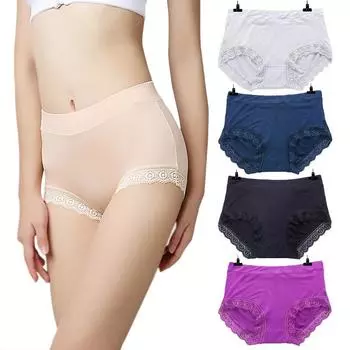 4-5 шт./лот, женские трусики со средней и высокой талией, хлопковые кружевные трусики с промежностью, дышащий животик, большие размеры, женские треугольные брюки, нижнее белье, трусы L чёрный