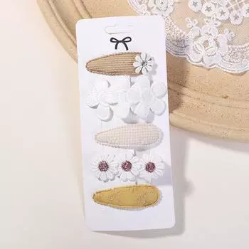 4/5 шт. Мини-заколка для детских волос Милая заколка с принтом Хлопок Сплав для девочки-малышки Детей Прекрасный детский головной убор Детские аксессуары для волос