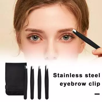 4/5 шт., пинцет для бровей из нержавеющей стали, ножницы, женские плоские косые кончики, прецизионный пинцет для лица, бровей, волос в носу, инструмент для удаления макияжа, подарок на день рождения 5pcs