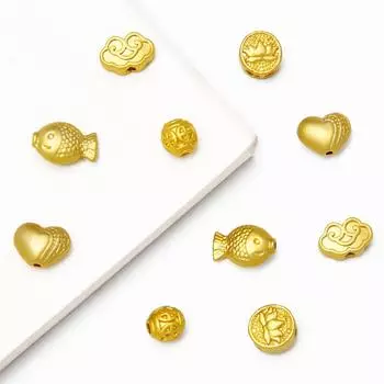 4/5 шт. позолоченные металлические бусины в форме сердца рыбы цветок лотоса подвески для изготовления браслетов DIY ювелирные аксессуары 6mm 4pcs