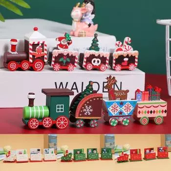 4/5 узлов, Рождественский поезд, сани, расписные деревянные украшения для дома, рождественские украшения с Санта-Клаусом, детские игрушки, орнамент, фестиваль, Новый год, Рождество 4 Carriages-1897R