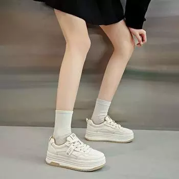 4.5Cm heightening little white shoes women s 2024 new breathable versatile board shoes platform student sports and leisure shoes 35 чёрный