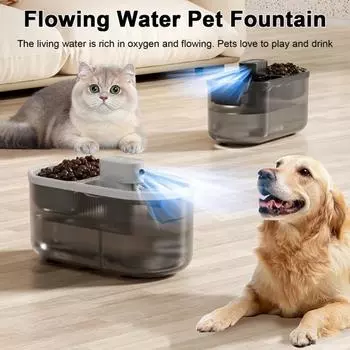 4.5L Автоматический фонтанчик для воды и кормушка для кошек 2-в-1 Дозатор корма для кошек в помещении Автоматическая кормушка и поилка для собак и кошек серый