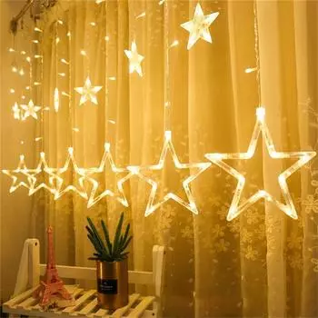 4.5M Star Curstain LED String Light Star 138 Leds Star Fairy Light for Indoor Home Party Holiday Decor Lighting 4.5M 138leds белый