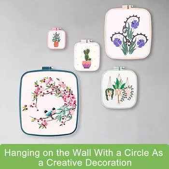 4/5Pcs Square Embroidery Hoops with 16 Needles Assorted Color Embroidery Hoop Frame Different Size Embroidery Hoop Set