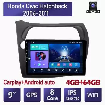 4 + 64 ГБ для Honda Civic Hatchback 2006-2011 Android Автомобильный радиоприемник Стерео Мультимедиа Видеоплеер Навигация GPS Carplay LHD RHD IPS Экран 4 + 64 ГБ 2+32GB