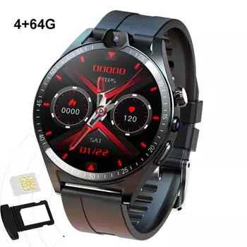 4+64G НОВАЯ глобальная версия 4G NET T1 Смарт-часы 1,43 дюйма; Круглый экран GPS Местоположение Android OS 9 SIM-карта Wi-Fi Двойная камера Видеозвонок NFC Мужчины 4G 64G