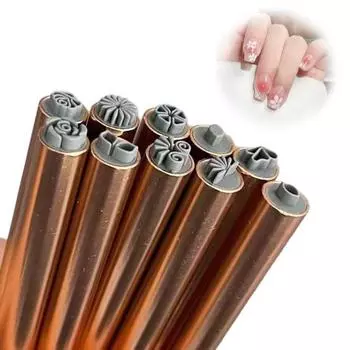 4/6/10 шт. Набор ручек для дизайна ногтей с цветочным принтом, набор ручек для дизайна ногтей для женщин, инструмент для штамповки ногтей с различными узорами, инструменты для нанесения точек на ногти 4pcs розового золота