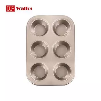 4/6/12 Противень для выпечки кексов WALFOS, форма для выпечки из углеродистой стали с антипригарным покрытием, противень, формы для выпечки тортов и хлеба, инструмент для выпечки 4-hole золотистый