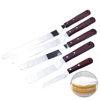 4/6/8/10/12-дюймовая лопатка для торта из нержавеющей стали с деревянной ручкой, пищевой крем, варенье, украшение торта, угловая лопаточка для глазури со смещением 4