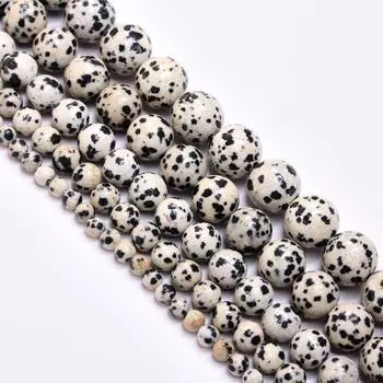 4 6 8 10 12 мм далматинская яшма спекл DIY браслет круглая россыпь бусины 40-15 шт./пакет для изготовления ювелирных изделий натуральные каменные бусины аксессуары для рукоделия 4mm