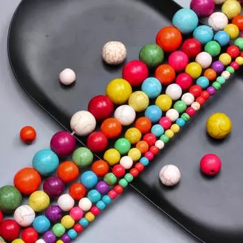 4/6/8/10/12 мм 20-60 шт. бирюзовый материал круглый случайный цвет свободные бусины смешанного цвета натуральный камень для DIY ожерелье браслет брелок для изготовления ювелирных изделий 4mm 60Pcs