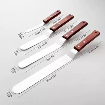 4/6/8/10 дюймов более гладкий шпатель торт нож нержавеющая сталь с деревянной ручкой масло крем глазурь глазурь кухонный нож DIY торт инструменты