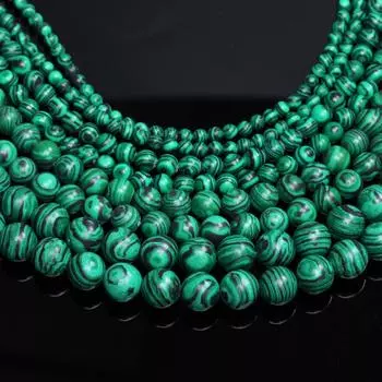 4/6/8/10 мм 60-20 шт. Очаровательные бусины из натурального камня, павлиньи драгоценные камни, зеленые малахитовые круглые бусины, аксессуары для ожерелий своими руками 4mm 40Pcs