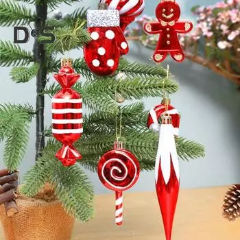4/6/8/12 шт. Рождественские шары, украшения, звезда, трость, леденец, кекс, подвесное украшение для рождественской елки, домашний декор в помещении A