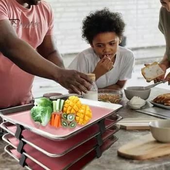 4/6/8/12 шт. зажимы для укладки противней Компактные многоразовые зажимы для укладки противней для печенья Аккуратно сложены Экономят место Универсальные зажимы для противней для выпечки 4pcs чёрный