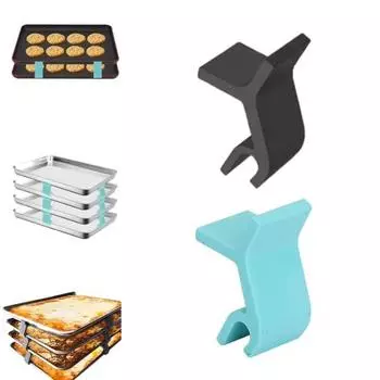 4/6/8/12 шт. зажимы для укладки противней Компактные многоразовые зажимы для укладки противней для печенья Аккуратно сложены Экономят место Универсальные зажимы для противней 4pcs чёрный