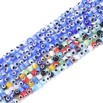 4/6/8 мм красочные круглые бусины от сглаза свободные глазурованные стеклянные бусины лэмпворк для изготовления ювелирных изделий 6mm 65pcs разноцветный