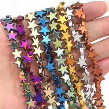 4/6/8 мм натуральный камень, золото, серебро, разноцветные пентаграммы, гематитовые бусины, звезды, свободные бусины-разделители, подвеска для изготовления ювелирных изделий, браслетов, аксессуары своими руками 6mm 75pcs королевский синий