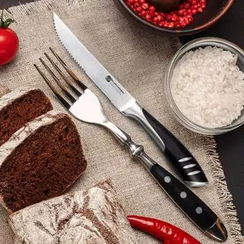 4/6/8 немецкий высокоуглеродистый нержавеющая сталь набор ножей для стейка столовый нож и столовая вилка набор двойной кованый столовый нож с полной ручкой