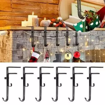 4/6/8 шт. держатель для рождественских чулок, крючки 2-в-1, регулируемая вешалка для камина, гирлянда, чулки без сверления, металлические крючки, украшение для камина 4pcs