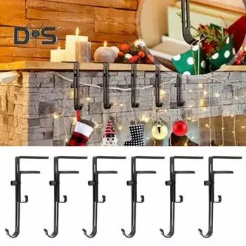 4/6/8 шт. держатель для рождественских чулок, крючки 2-в-1, регулируемая вешалка для камина, гирлянда, чулки без сверления, металлические крючки, украшение для камина 4pcs