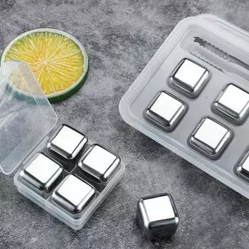 4/6/8 шт. камней для виски из нержавеющей стали, многоразовые кубики льда для эффективного охлаждения 6pcs