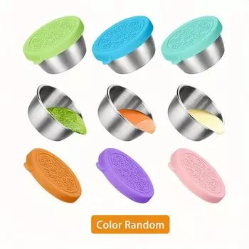 4/6/8 шт., контейнер для заправки для салата, многоразовые контейнеры для соуса на 1,6 унции с герметичными силиконовыми крышками, чашка для приправ из нержавеющей стали 4PCS Set (Random Color) разноцветный