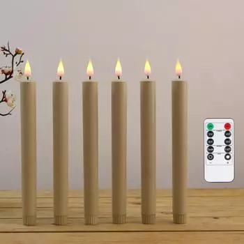 4/6/8 штук 10 дюймов бежевый пульт дистанционного управления светодиодные декоративные свечи пластиковые, беспламенные фиолетово-желтые свечи для Хэллоуина