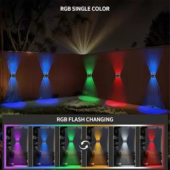 4/6/8 светодиодных солнечных фонарей для ограждения RGB настенный светильник уличный современный светильник вверх и вниз водонепроницаемый двор гараж крыльцо 2 режима садовый светильник 1pc