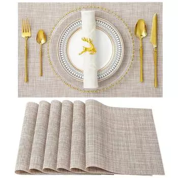 4/6/8pcs Bamboo Weaving Placemats Table Mat Kitchen Waterproof Pads Cup Coasters for Coffee Dining Table Napkins Home Decoration 4pcs set