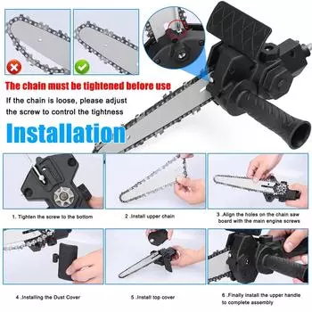 4+6 дюймовая электрическая дрель, модифицированная для электрической цепной пилы, набор инструментов, насадка для электрической цепной пилы, режущий инструмент для деревообработки 6 Add 4 inch