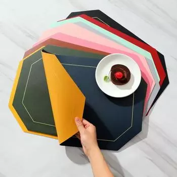 4/6 Pcs Dining Table Mat Pu Non-Slip Waterproof Washable Heat Resistant Placemats Kitchen Dinner Home Decoration Accessories 4pcs