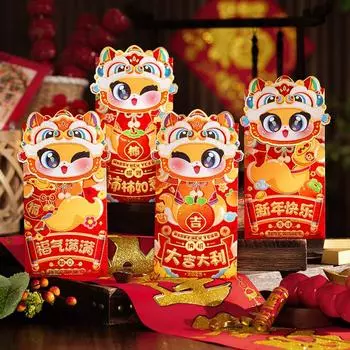 4/6 шт изысканные мультяшные красные пакеты традиционный мешок денег на удачу детский подарок Style B