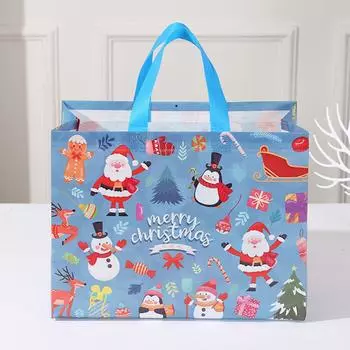 4/6 шт. Рождественские подарочные пакеты, сумка-тоут, рождественские нетканые подарочные пакеты, сумки для подарков со снеговиком и Санта-Клаусом, украшения для вечеринки Navidad 2024 Natal Noel as shown