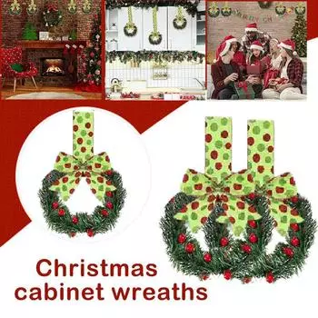 4/6 шт. Рождественские венки для шкафа, украшение для дома, маленькая зелень, дверной бант, венок с орнаментом B T1X5 Green-4pcs