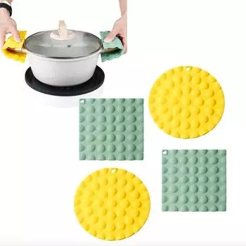 4/6 шт. силиконовые коврики для кастрюль, защитные ручки, открывалки для бутылок, подставки под горячее, квадратные и круглые, нескользящие, термостойкие, для столешницы 4pcs