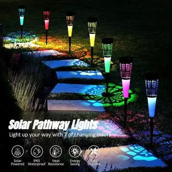 4/6 шт. солнечные садовые фонари рождественские украшения водонепроницаемый садовый газонный светильник уличный фонарь для садового ландшафтного газона warm&RGB 4PCS