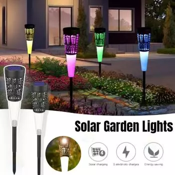 4/6 шт. светодиодных солнечных садовых светильников 2 режима освещения RGB/теплый/белый водонепроницаемый садовый светильник для ландшафтного газона рождественского украшения White+Color Light-4PC