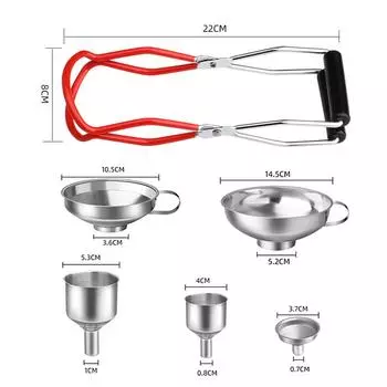 4/6 шт. воронки для консервирования из нержавеющей стали, щипцы для переноса консервных банок, джемов Power Mason, зерен, кухонные инструменты