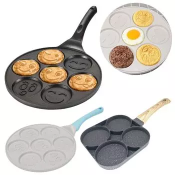 4/7 Cups Pancakes Frying Pans Breakfast Egg Pan Mini Non-stick Pan Holes Cooking Egg Ham Omelet Pans Pancake Maker Pan Cookware