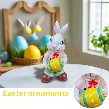 4,7-дюймовый смоляной кролик, украшение, весенняя пасхальная декоративная фигурка, настольные украшения для вечеринки, домашнего фестиваля, милый кролик, пасхальный подарок One Size