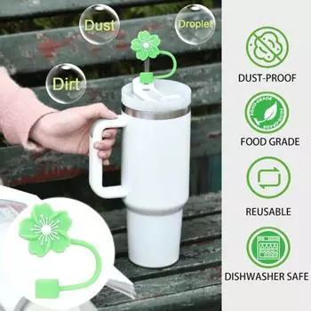 4/7 шт., силиконовые чехлы для соломинок с цветами, пыленепроницаемая крышка для стакана на 20–40 унций, пищевой многоразовый соломенный топпер 4pcs