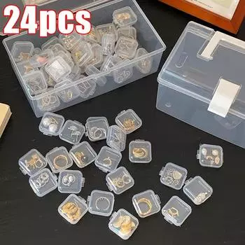 4/8/12/24 шт. маленькие коробки квадратная прозрачная пластиковая коробка чехол для хранения ювелирных изделий отделочный контейнер упаковка коробка для хранения сережек