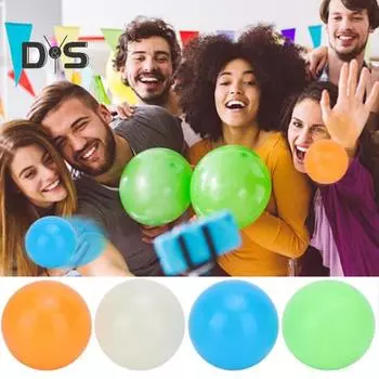 4/8/12/24 шт. светящийся липкий шарик, светящийся в темноте, настенный, потолочный, липкий шарик TPR, мяч для снятия тревоги, стресса, игрушка-непоседа для детей, подростков, взрослых, чулок 4pcs