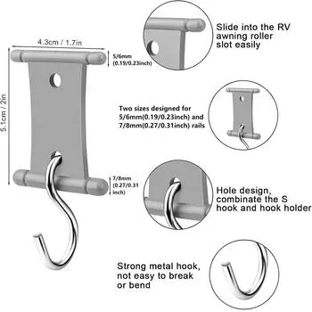 4/8/12 шт. Крючки для тента для кемпинга, зажимы, вешалки для палаток автофургонов, вешалки для фонарей, S-образный крючок для тента для каравана, аксессуар для кемпинга