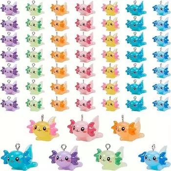 4/8/12 шт. Простые шестиугольные 3D-подвески в виде животных из смолы в виде дракона, серьги, ожерелья, аксессуары, подвеска в виде саламандры, маленькая подвеска из смолы Assorted varieties 4pcs